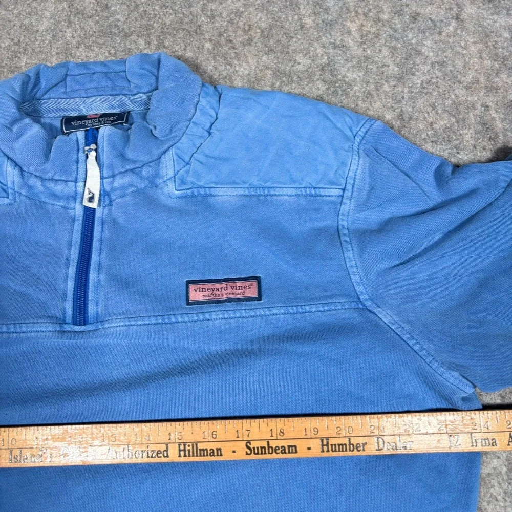 Vineyard Vines Quarter Zip Pullover Mens M Blue Shep Shirt Logo Cotton Sweater